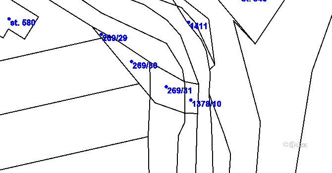 Parcela st. 269/31 v KÚ Tršice, Katastrální mapa