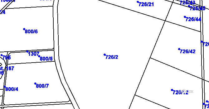 Parcela st. 726/2 v KÚ Tršice, Katastrální mapa