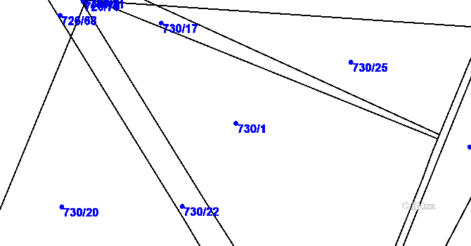 Parcela st. 730/1 v KÚ Tršice, Katastrální mapa