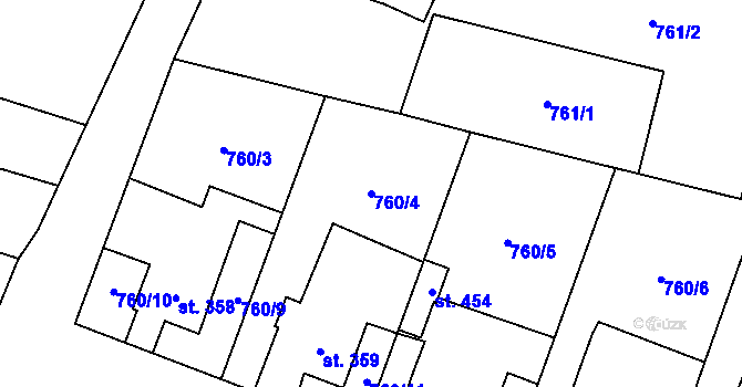 Parcela st. 760/4 v KÚ Tršice, Katastrální mapa