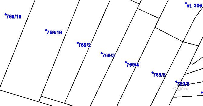 Parcela st. 769/3 v KÚ Tršice, Katastrální mapa