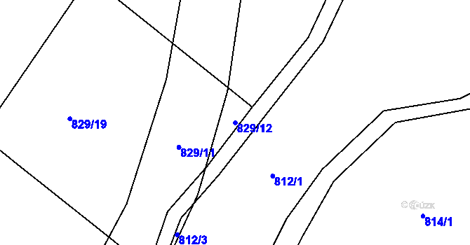 Parcela st. 829/12 v KÚ Tršice, Katastrální mapa