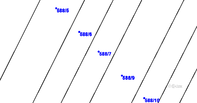 Parcela st. 588/7 v KÚ Tršice, Katastrální mapa