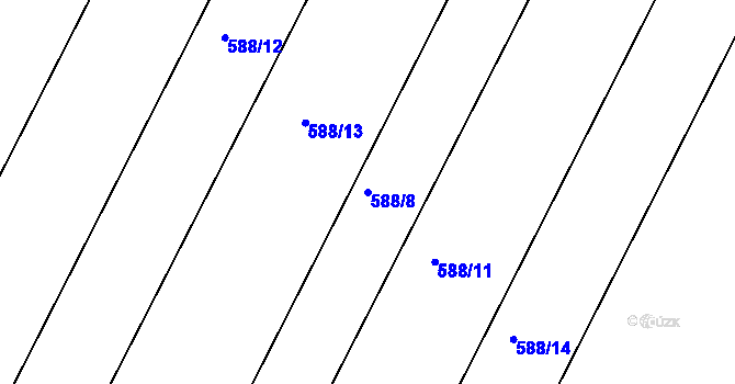 Parcela st. 588/8 v KÚ Tršice, Katastrální mapa