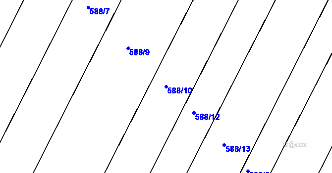 Parcela st. 588/10 v KÚ Tršice, Katastrální mapa