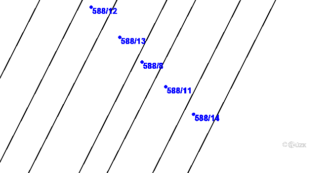 Parcela st. 588/11 v KÚ Tršice, Katastrální mapa