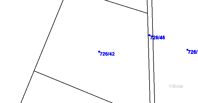 Parcela st. 726/42 v KÚ Tršice, Katastrální mapa