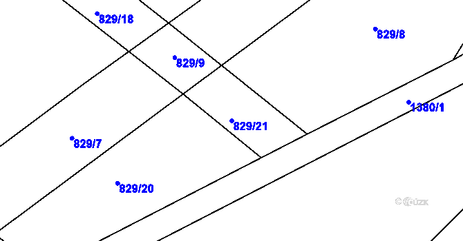 Parcela st. 829/21 v KÚ Tršice, Katastrální mapa