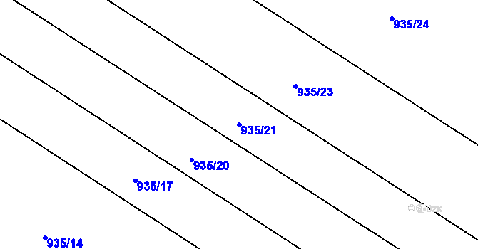 Parcela st. 935/21 v KÚ Tršice, Katastrální mapa