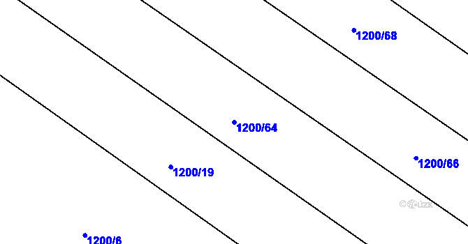 Parcela st. 1200/64 v KÚ Tršice, Katastrální mapa