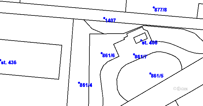 Parcela st. 861/6 v KÚ Tršice, Katastrální mapa