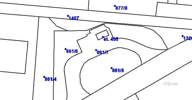Parcela st. 861/7 v KÚ Tršice, Katastrální mapa