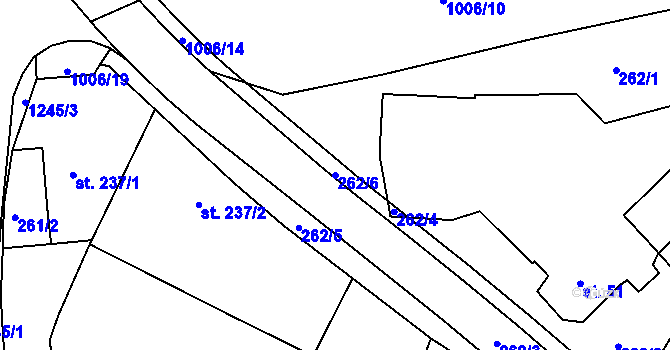 Parcela st. 262/6 v KÚ Tršice, Katastrální mapa