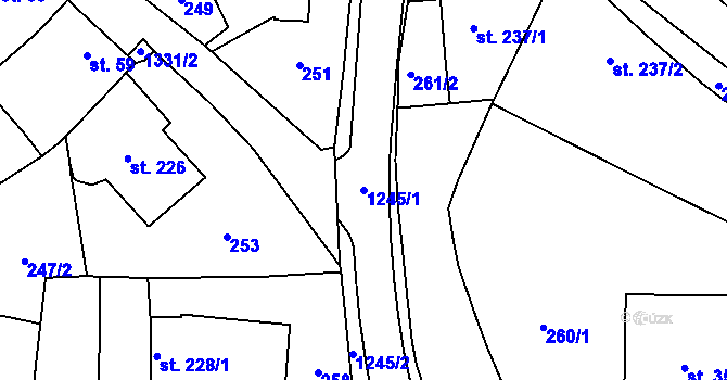 Parcela st. 1245/1 v KÚ Tršice, Katastrální mapa