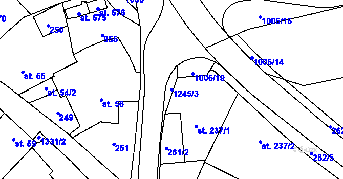 Parcela st. 1245/3 v KÚ Tršice, Katastrální mapa