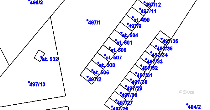 Parcela st. 507 v KÚ Tršice, Katastrální mapa