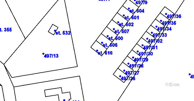 Parcela st. 616 v KÚ Tršice, Katastrální mapa