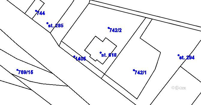 Parcela st. 618 v KÚ Tršice, Katastrální mapa