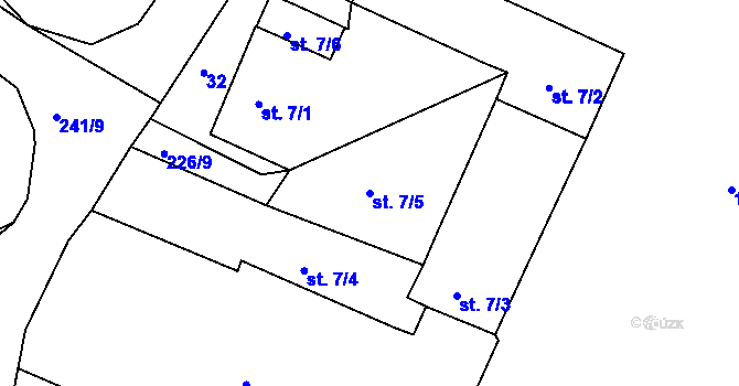 Parcela st. 7/5 v KÚ Jindřichov u Tršnic, Katastrální mapa