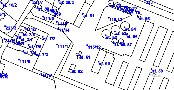Parcela st. 115/12 v KÚ Jindřichov u Tršnic, Katastrální mapa
