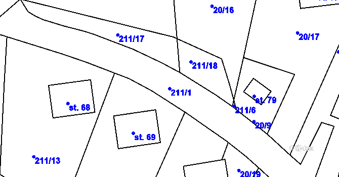 Parcela st. 211/1 v KÚ Jindřichov u Tršnic, Katastrální mapa
