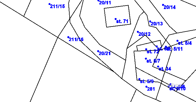 Parcela st. 20/21 v KÚ Jindřichov u Tršnic, Katastrální mapa