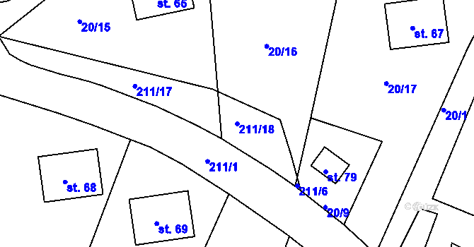 Parcela st. 211/18 v KÚ Jindřichov u Tršnic, Katastrální mapa