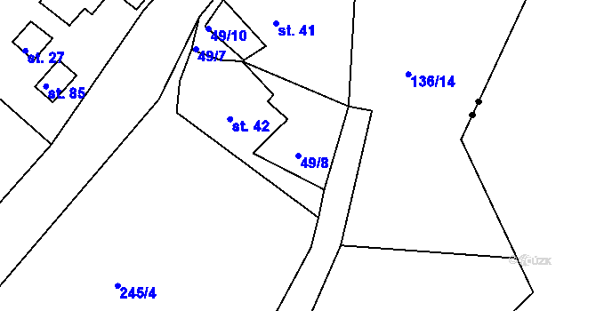 Parcela st. 49/8 v KÚ Tršnice, Katastrální mapa