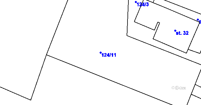 Parcela st. 124/11 v KÚ Tršnice, Katastrální mapa