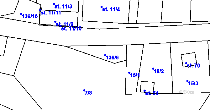 Parcela st. 136/6 v KÚ Tršnice, Katastrální mapa