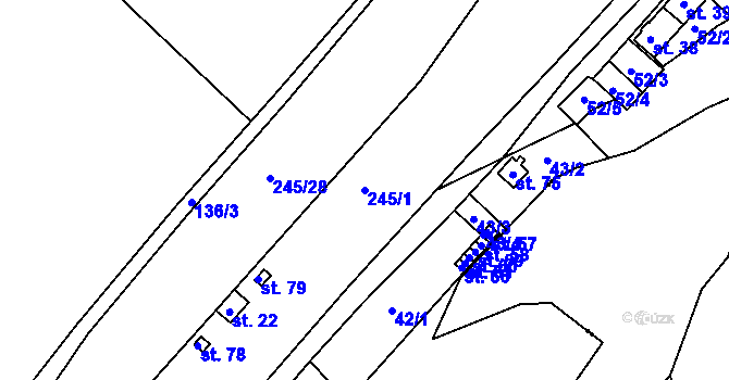 Parcela st. 245/1 v KÚ Tršnice, Katastrální mapa