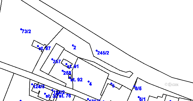Parcela st. 245/2 v KÚ Tršnice, Katastrální mapa