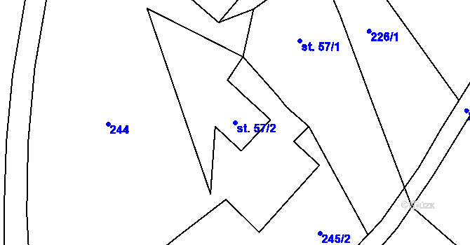 Parcela st. 57/2 v KÚ Kramolna, Katastrální mapa