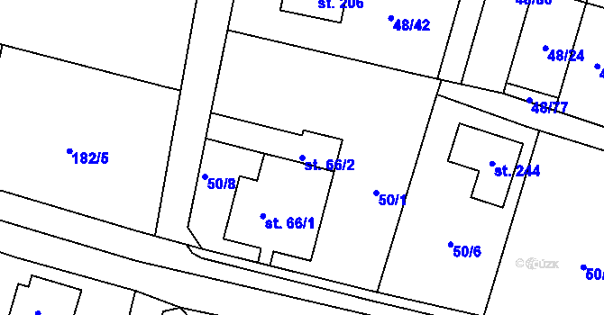 Parcela st. 66/2 v KÚ Kramolna, Katastrální mapa