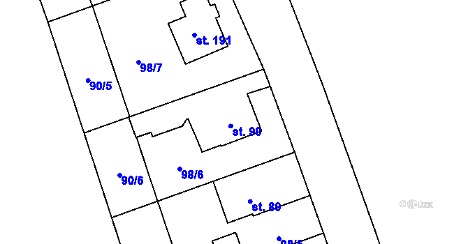 Parcela st. 90 v KÚ Kramolna, Katastrální mapa