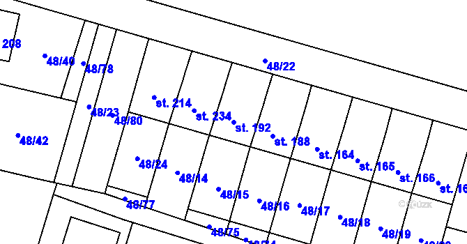 Parcela st. 192 v KÚ Kramolna, Katastrální mapa