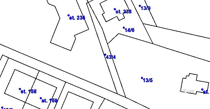 Parcela st. 43/4 v KÚ Kramolna, Katastrální mapa