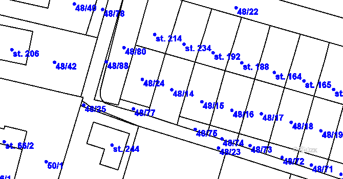 Parcela st. 48/14 v KÚ Kramolna, Katastrální mapa