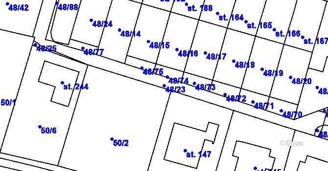 Parcela st. 48/23 v KÚ Kramolna, Katastrální mapa