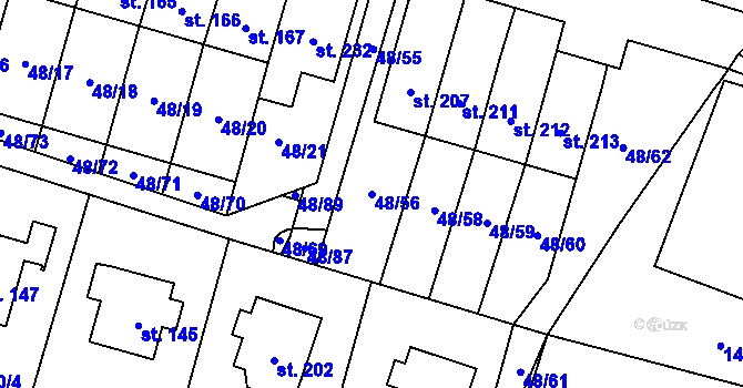 Parcela st. 48/56 v KÚ Kramolna, Katastrální mapa