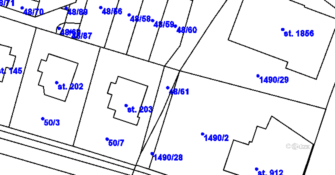 Parcela st. 48/61 v KÚ Kramolna, Katastrální mapa