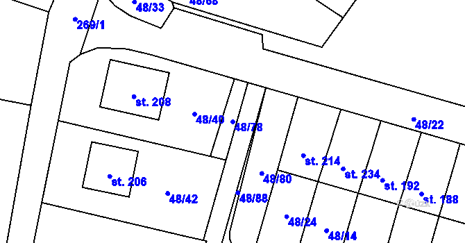 Parcela st. 48/78 v KÚ Kramolna, Katastrální mapa