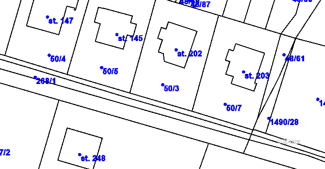 Parcela st. 50/3 v KÚ Kramolna, Katastrální mapa