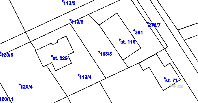 Parcela st. 113/3 v KÚ Kramolna, Katastrální mapa