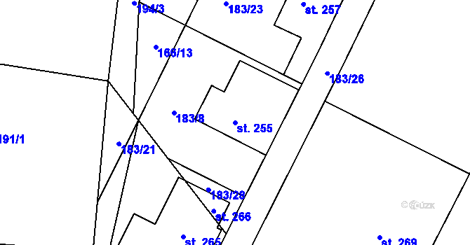 Parcela st. 255 v KÚ Kramolna, Katastrální mapa