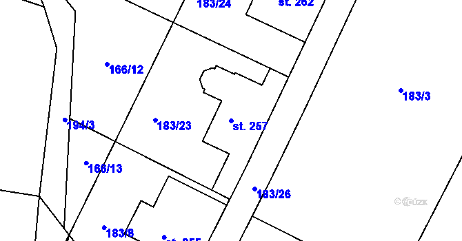 Parcela st. 257 v KÚ Kramolna, Katastrální mapa