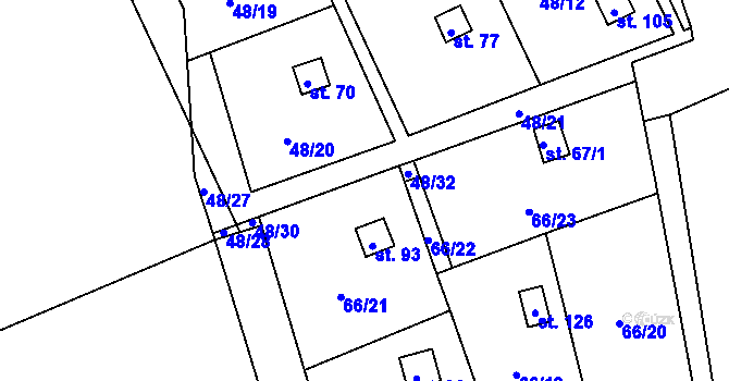 Parcela st. 48/31 v KÚ Lhotky, Katastrální mapa