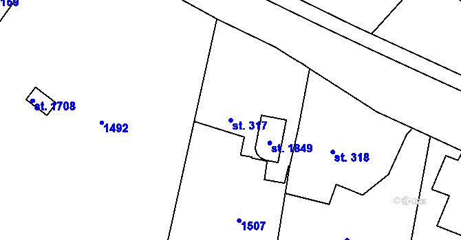 Parcela st. 317 v KÚ Městská Kramolna, Katastrální mapa