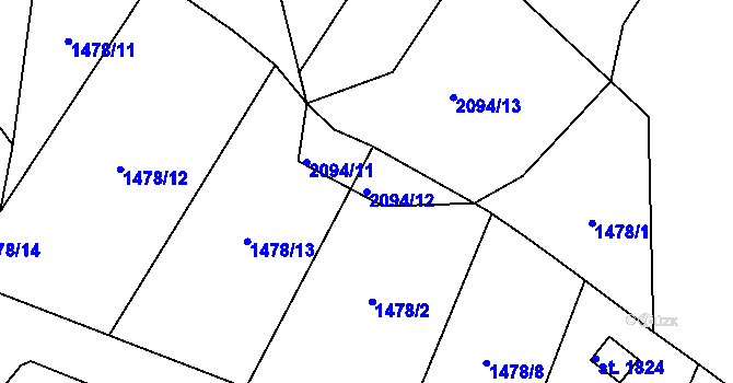 Parcela st. 2094/12 v KÚ Městská Kramolna, Katastrální mapa
