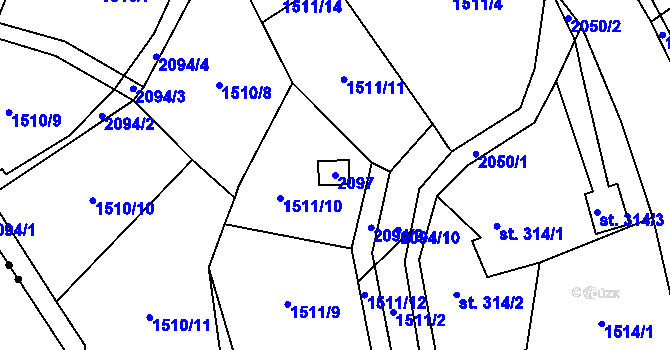 Parcela st. 2097 v KÚ Městská Kramolna, Katastrální mapa